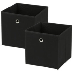 Taylor & Brown Set Of 2 Foldable Cube Storage Boxes With Handles, 30 X 30 X 30 Cm, Organiser For Home, Office, Nursery (Black)