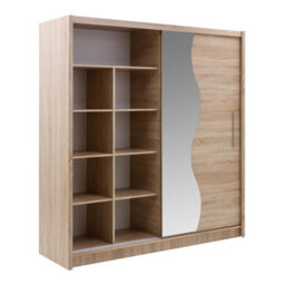 Arte Oak Sonoma Sliding Wardrobe H215Cm - Warm Woodgrain Storage Solution - thumbnail 2