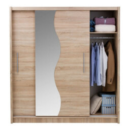 Arte Oak Sonoma Sliding Wardrobe H215Cm - Warm Woodgrain Storage Solution - thumbnail 4