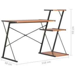 Berkfield Desk With Shelf Black And Brown 116X50X93 Cm - thumbnail 7