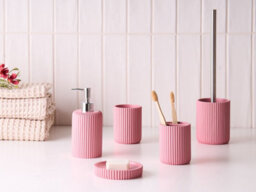 Beliani 5-Piece Bathroom Accessories Set Camana Pink - thumbnail 2