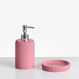 Beliani 5-Piece Bathroom Accessories Set Camana Pink - thumbnail 4