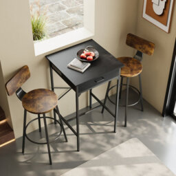 Living And Home Black Wooden Bar Table With Drawer - thumbnail 1