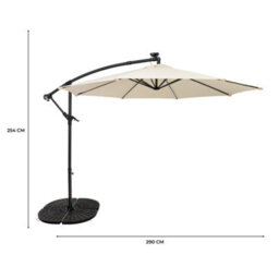 MonsterShop Led Cantilever Parasol 3M With Full Fan Base  Cream - thumbnail 5