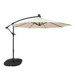 MonsterShop Led Cantilever Parasol 3M With Full Fan Base  Cream - thumbnail 1