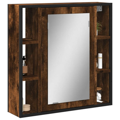 Berkfield Bathroom Mirror Cabinet Smoked Oak 60X16X60 Cm Engineered Wood - image 1