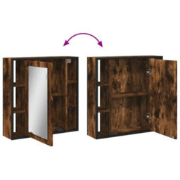 Berkfield Bathroom Mirror Cabinet Smoked Oak 60X16X60 Cm Engineered Wood - thumbnail 9