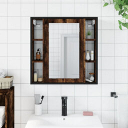 Berkfield Bathroom Mirror Cabinet Smoked Oak 60X16X60 Cm Engineered Wood - thumbnail 3