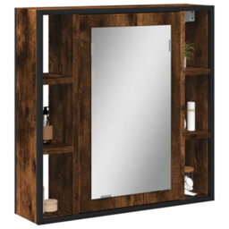 Berkfield Bathroom Mirror Cabinet Smoked Oak 60X16X60 Cm Engineered Wood - thumbnail 1