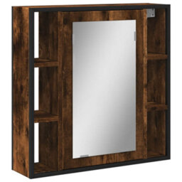 Berkfield Bathroom Mirror Cabinet Smoked Oak 60X16X60 Cm Engineered Wood - thumbnail 2