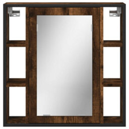 Berkfield Bathroom Mirror Cabinet Smoked Oak 60X16X60 Cm Engineered Wood - thumbnail 5