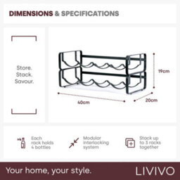Livivo Modular Wine Rack - Matt Black - thumbnail 9