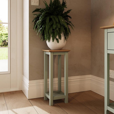 Fwstyle Ready Assembled Oak Side Table Sage Green - image 1