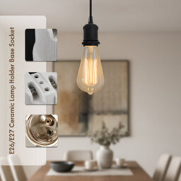 E27 Lamp Holder 3 Pack White Ceramic Porcelain Socket 60W Max Industrial Style Pendant Table Wall Light Fitting - thumbnail 8