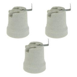E27 Lamp Holder 3 Pack White Ceramic Porcelain Socket 60W Max Industrial Style Pendant Table Wall Light Fitting - thumbnail 1