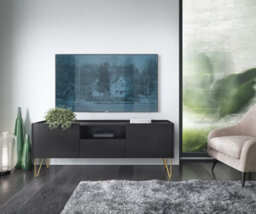 Arte Sleek Harmony Tv Cabinet H550mm W1440mm D370mm In Black & Black Marble - Sophisticated Storage For Modern Entertainment - thumbnail 4