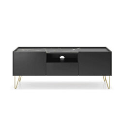 Arte Sleek Harmony Tv Cabinet H550mm W1440mm D370mm In Black & Black Marble - Sophisticated Storage For Modern Entertainment - thumbnail 1