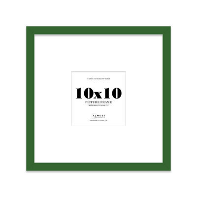"10X10"" Green Picture Frame - 10X10"" Square Frame With 7X7"" Mount For 10X10""/7X7"" Pictures Art Deco Style Room Decor, 1 Pack" - image 1