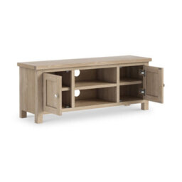 Farro Washed Oak 120Cm Large Tv Unit - Fully Assembled - Painted With Oak Top By Roseland Furniture - thumbnail 4