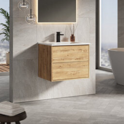 Banyetti Venti 600mm Wall Hung Vanity Unit With Lira Basin - Ostippo Oak - thumbnail 2
