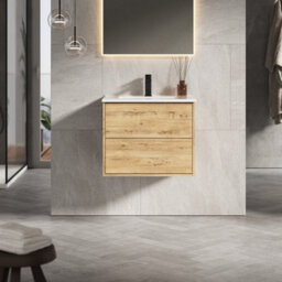 Banyetti Venti 600mm Wall Hung Vanity Unit With Lira Basin - Ostippo Oak - thumbnail 1