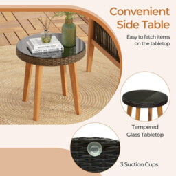 Costway 3 Piece Patio Rattan Furniture Set Outdoor Wicker Table Chair Set - thumbnail 8
