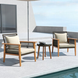 Costway 3 Piece Patio Rattan Furniture Set Outdoor Wicker Table Chair Set - thumbnail 2