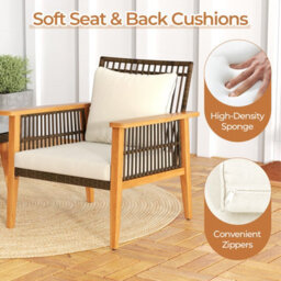 Costway 3 Piece Patio Rattan Furniture Set Outdoor Wicker Table Chair Set - thumbnail 7
