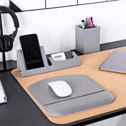 Vitinni Desk Organiser Set And File Storage - Leather Mouse Mat, Magazine File Caddy, Pen Holder, Paper Tray, Phone Holder And Bus - thumbnail 4