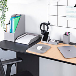 Vitinni Desk Organiser Set And File Storage - Leather Mouse Mat, Magazine File Caddy, Pen Holder, Paper Tray, Phone Holder And Bus - thumbnail 2
