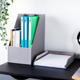 Vitinni Desk Organiser Set And File Storage - Leather Mouse Mat, Magazine File Caddy, Pen Holder, Paper Tray, Phone Holder And Bus - thumbnail 3