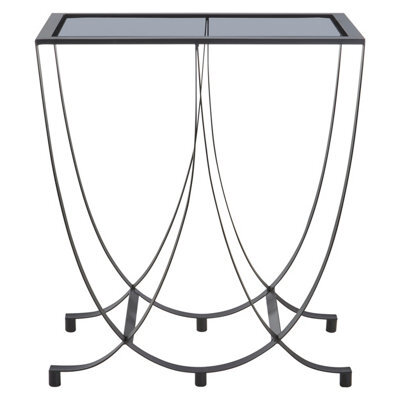 Orsina Trento Black Console Table With Grey Glass Top - image 1