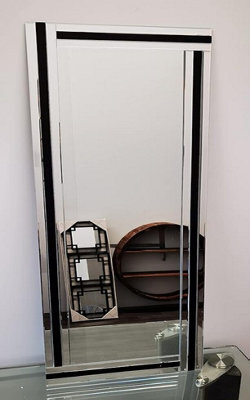 Biznest 40X110Cm Full Length Triple Stripe Black Border Wall Mirror Home Decor Mirror Gift
