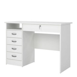 Wyld Haus Billabong White Wooden Office Desk 5 Drawers - thumbnail 4