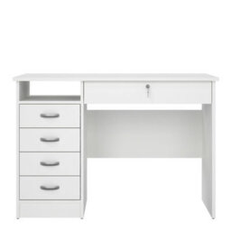 Wyld Haus Billabong White Wooden Office Desk 5 Drawers - thumbnail 3