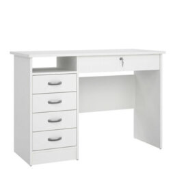 Wyld Haus Billabong White Wooden Office Desk 5 Drawers - thumbnail 2