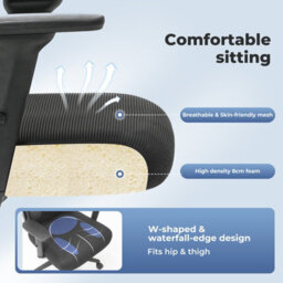 Levede Office Computer Chair Mesh Ergonomic Lumbar Swivel  Armrest Headrest - thumbnail 8