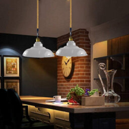 Modern Industrial Metal Ceiling Lampshade 32Cm Easy Fit Pendant Light With Reducing Plate (White, 2 Pack) - thumbnail 3