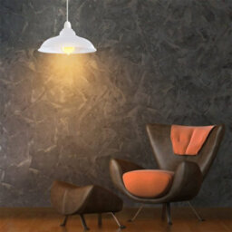 Modern Industrial Metal Ceiling Lampshade 32Cm Easy Fit Pendant Light With Reducing Plate (White, 2 Pack) - thumbnail 2