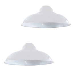 Modern Industrial Metal Ceiling Lampshade 32Cm Easy Fit Pendant Light With Reducing Plate (White, 2 Pack) - thumbnail 1