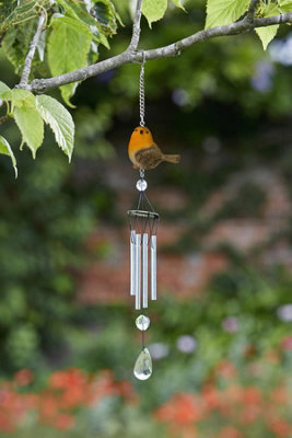 My Smart Buy Robin Windchime - 34 Cm Tall Musically Tuned Outdoor Windchime With Bird Motif And Weather-Resistant Finish