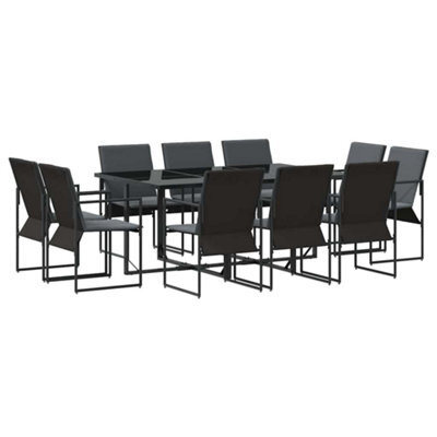 Berkfield Modern Garden Dining Set 11 Pcs Black Steel