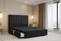 "Nexus Kyoto Plush Divan, Black, 54"" Headboard, 2 Drawers Same Side, Open Coil Mattress, Small Double" - thumbnail 4