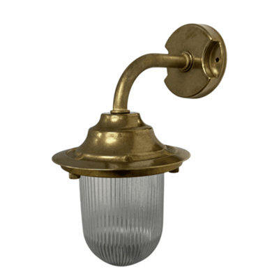 Lampfix Navigator 09125 Outdoor Ip64 1 Light Goose Neck Plain Wall Lantern In A Raw Brass Finish