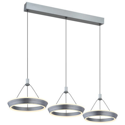 Luminosa Lighting Luminosa Ferra Triple Ring Pendant Ceiling Light Grey Matt 3X Led 3000K - image 1
