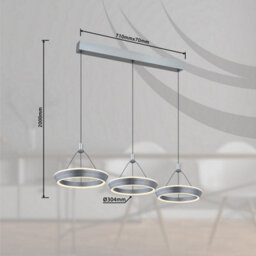 Luminosa Lighting Luminosa Ferra Triple Ring Pendant Ceiling Light Grey Matt 3X Led 3000K - thumbnail 8