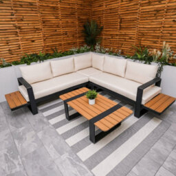 Miami Cream Aluminium 5 Seater Corner Sofa Garden Set - thumbnail 4