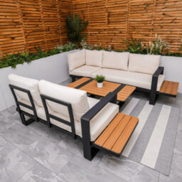 Miami Cream Aluminium 5 Seater Corner Sofa Garden Set - thumbnail 5