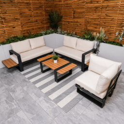 Miami Cream Aluminium 5 Seater Corner Sofa Garden Set - thumbnail 6
