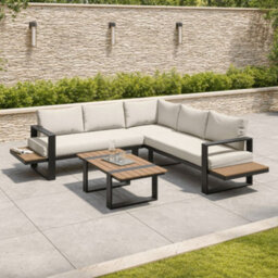 Miami Cream Aluminium 5 Seater Corner Sofa Garden Set - thumbnail 1